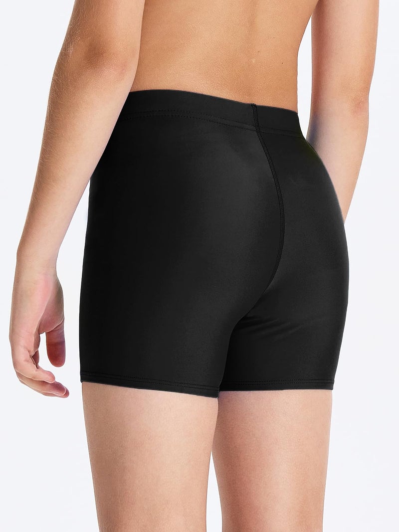 DEVOROPA Youth Boys Swim Shorts Square Leg Swimsuit Nylon Swimming Boxer Brief UPF 50+ Black M - Image 3